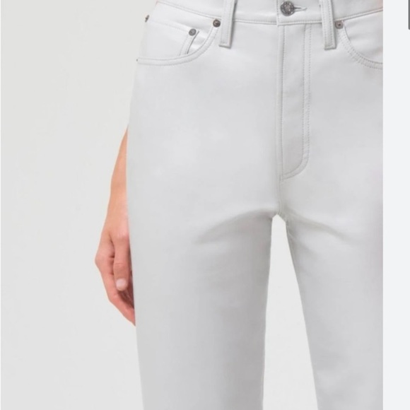 Agolde Recycled Leather Pant 90’s Pinched Waist in Wisp Gray Size 24 - Picture 5 of 11